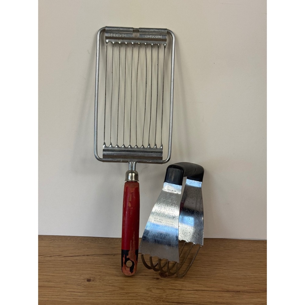 Tomado EKCO Kitchen Tool Set Slicer Dough Blender Vintage Red Silver
